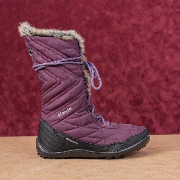 Columbia Women Minx II Mid Burgundy Fabric Waterproof Mid Calf Boots sz 8.5 - Picture 3 of 8